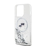 Karl Lagerfeld Liquid Glitter Karl and Choupette Heads MagSafe Zadní Kryt pro iPhone 14 Pro Transparent