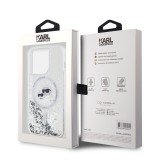 Karl Lagerfeld Liquid Glitter Karl and Choupette Heads MagSafe Zadní Kryt pro iPhone 14 Pro Transparent