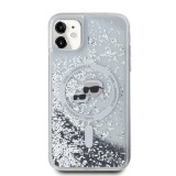 Karl Lagerfeld Liquid Glitter Karl and Choupette Heads Magsafe Zadní Kryt pro iPhone 11 Transparent