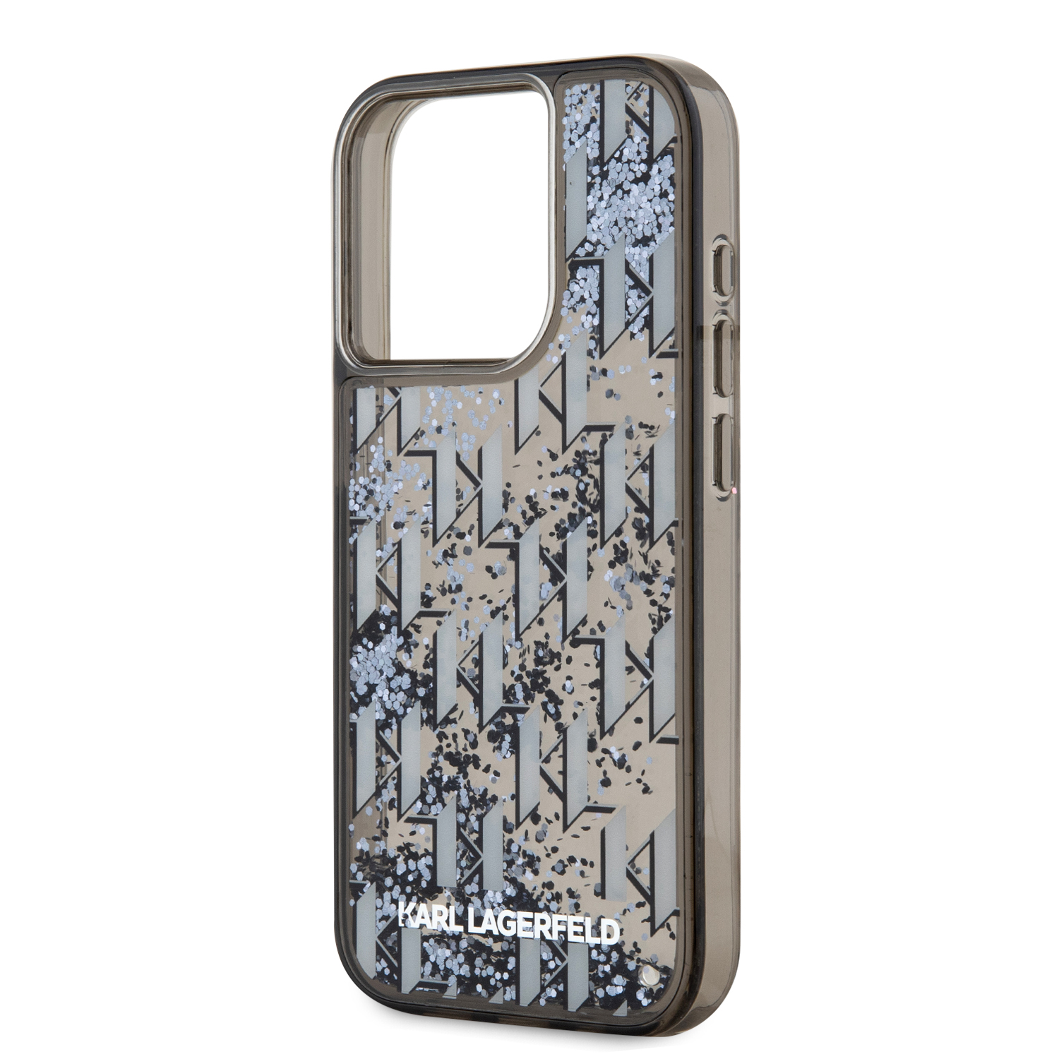 Karl Lagerfeld Liquid Glitter Monogram Gradient Zadní Kryt pro iPhone 15 Pro Black