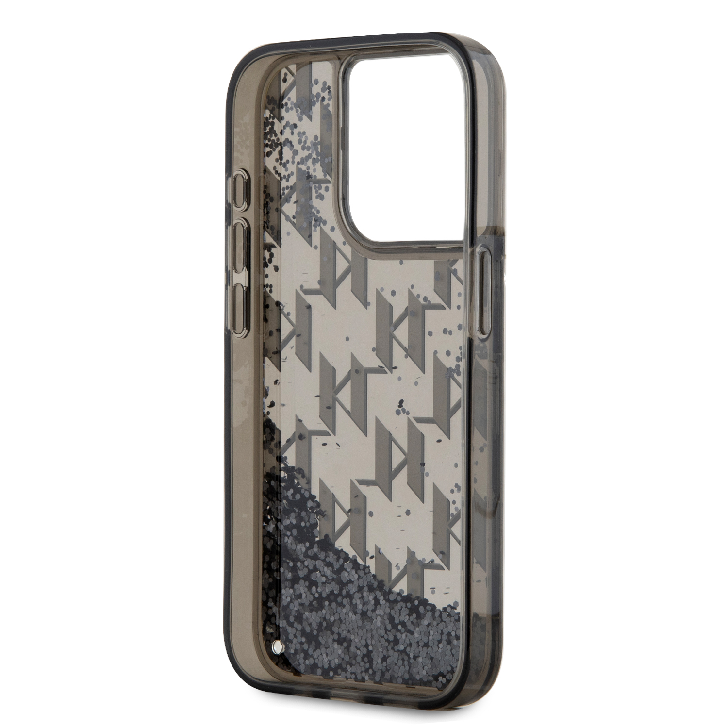 Karl Lagerfeld Liquid Glitter Monogram Gradient Zadní Kryt pro iPhone 15 Pro Black