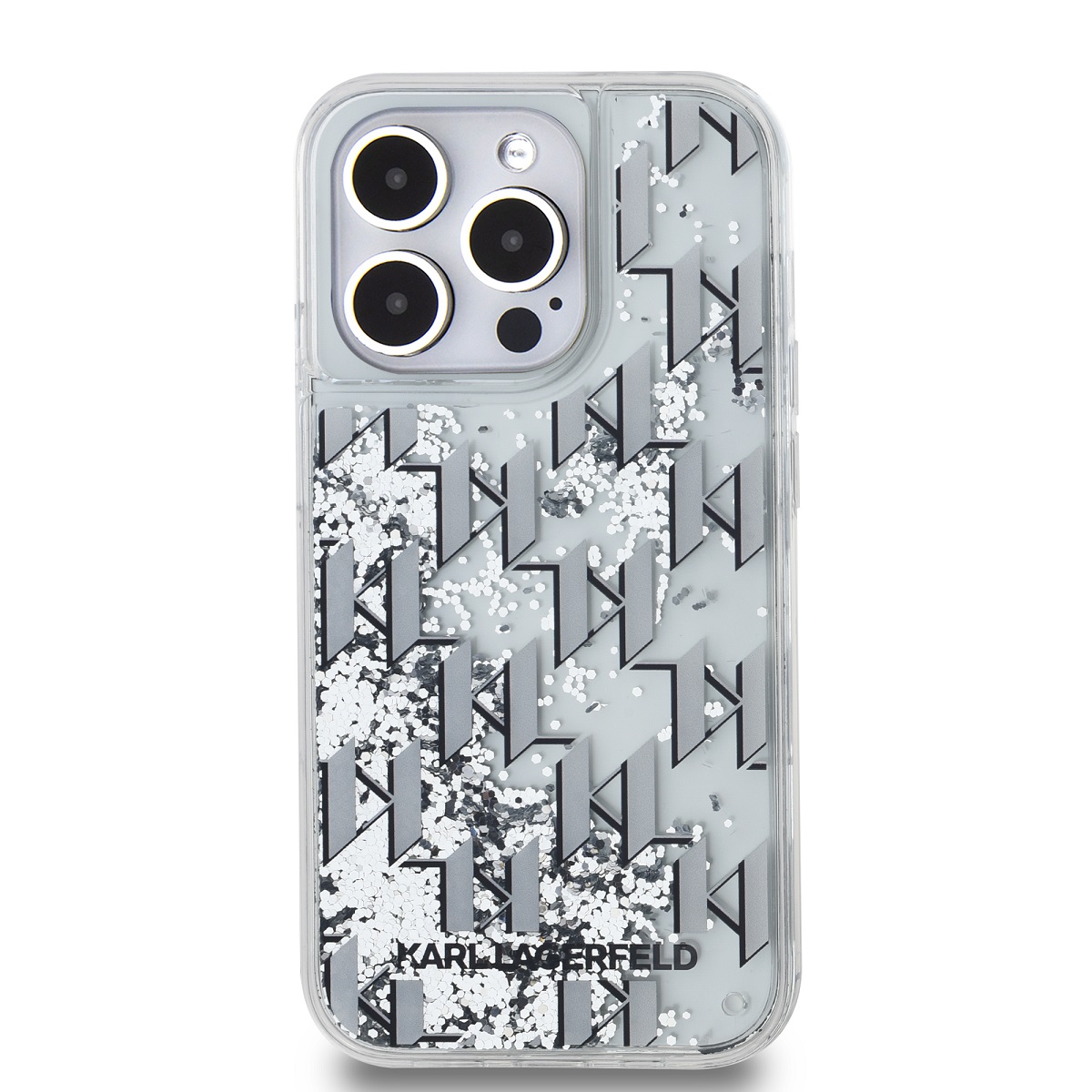 Karl Lagerfeld Liquid Glitter Monogram Gradient Zadní Kryt pro iPhone 14 Pro Max White