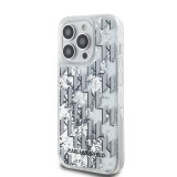 Karl Lagerfeld Liquid Glitter Monogram Gradient Zadní Kryt pro iPhone 14 Pro White