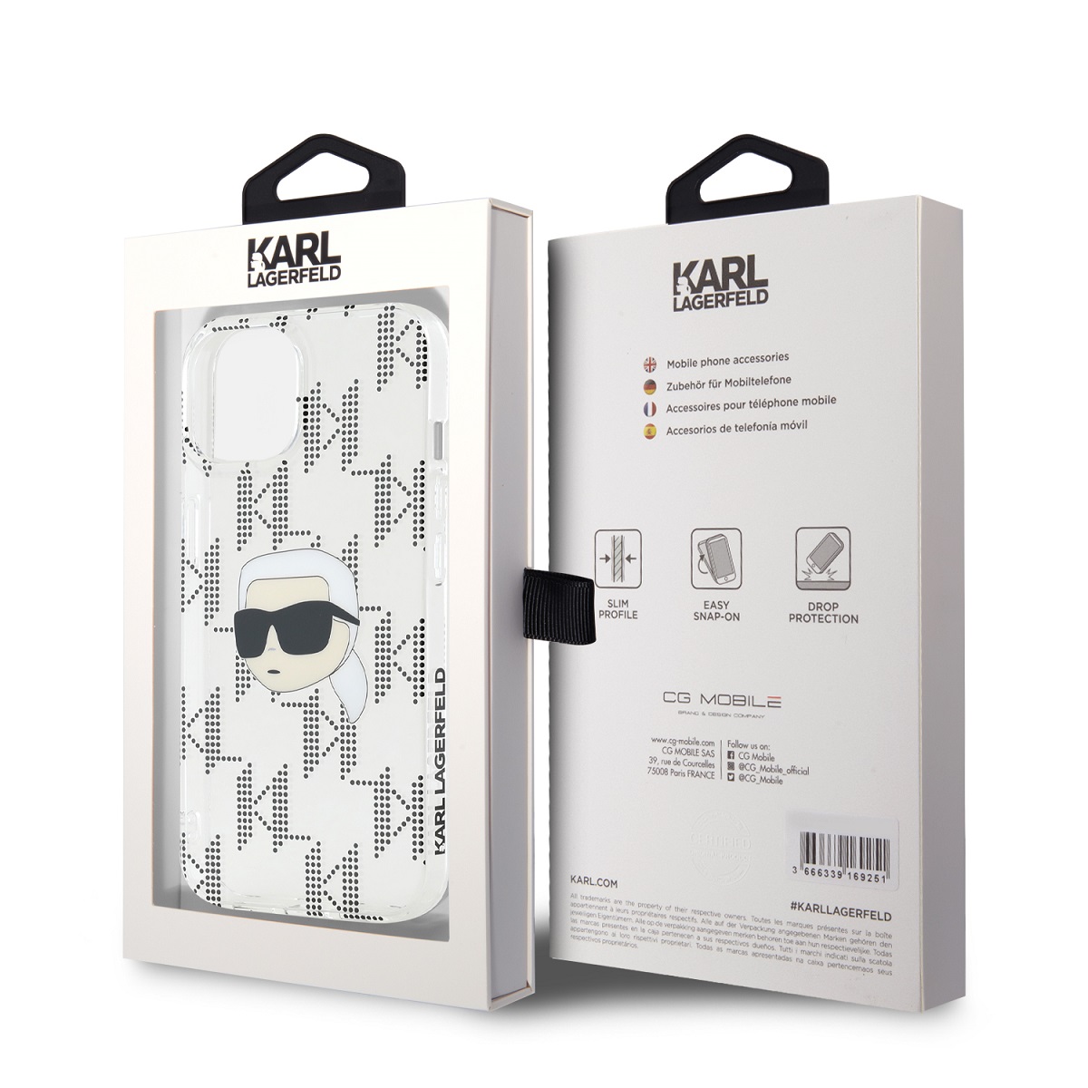 Karl Lagerfeld IML Electroplated Karl Head Zadní Kryt pro iPhone 15 Transparent