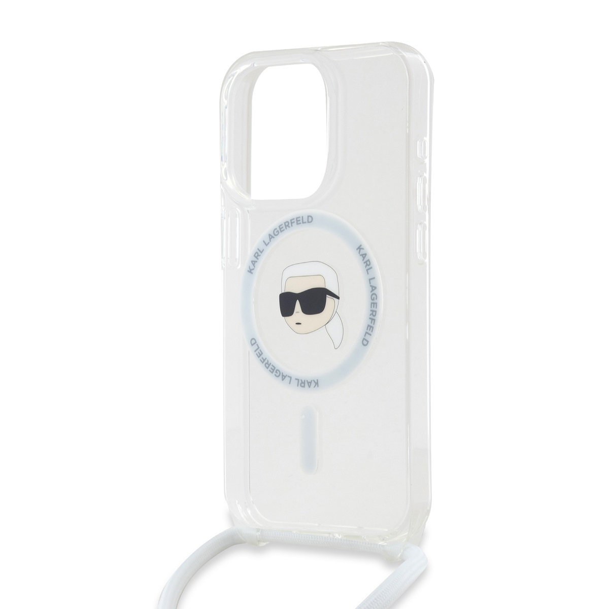 Karl Lagerfeld IML Crossbody Karl Head MagSafe Zadní Kryt pro iPhone 15 Pro Max Transparent