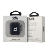 Karl Lagerfeld PU Embossed Choupette Head Pouzdro pro AirPods 1/2 Black