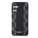 DKNY PU Leather Checkered Pattern Magsafe Zadní Kryt pro Samsung Galaxy S24 Black