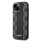 DKNY PU Leather Checkered Pattern Magsafe Zadní Kryt pro iPhone 15 Black