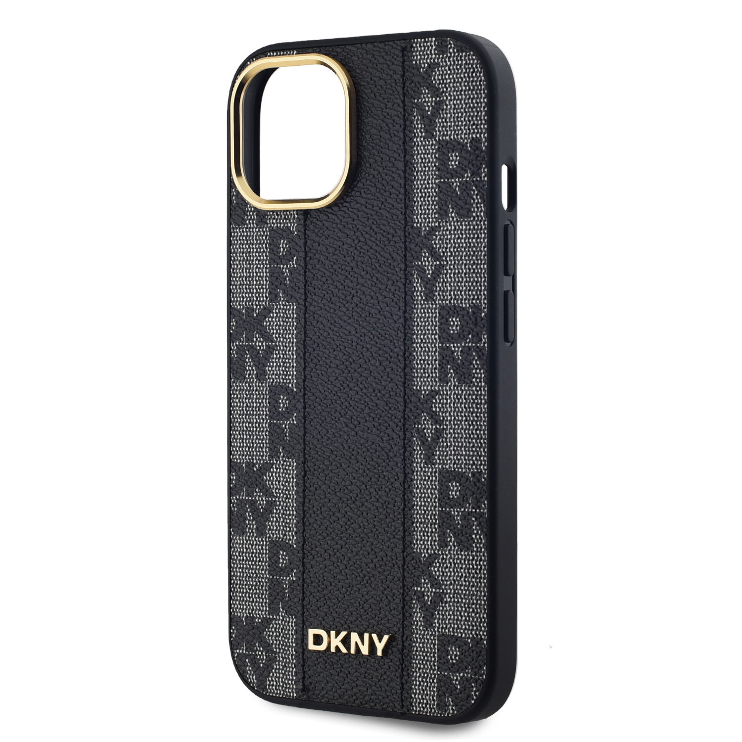 DKNY PU Leather Checkered Pattern Magsafe Zadní Kryt pro iPhone 15 Black