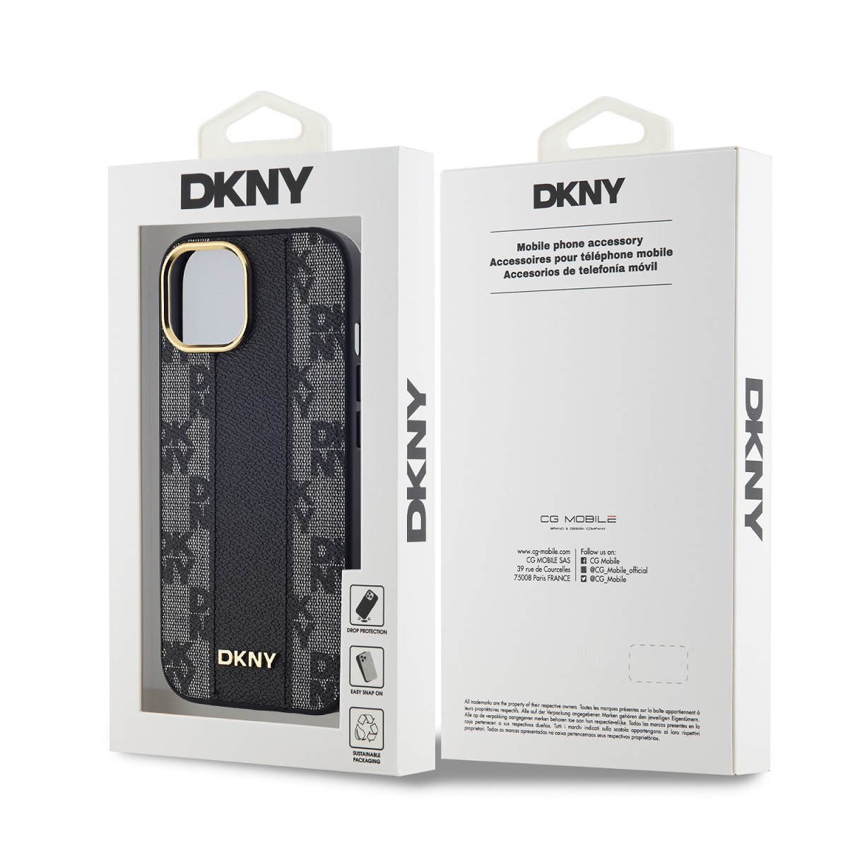 DKNY PU Leather Checkered Pattern Magsafe Zadní Kryt pro iPhone 15 Black