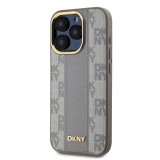 DKNY PU Leather Checkered Pattern Magsafe Zadní Kryt pro iPhone 15 Pro Max Beige