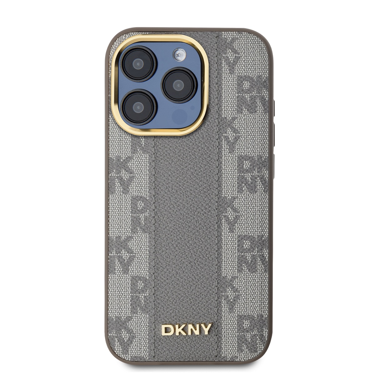 DKNY PU Leather Checkered Pattern Magsafe Zadní Kryt pro iPhone 15 Pro Max Beige