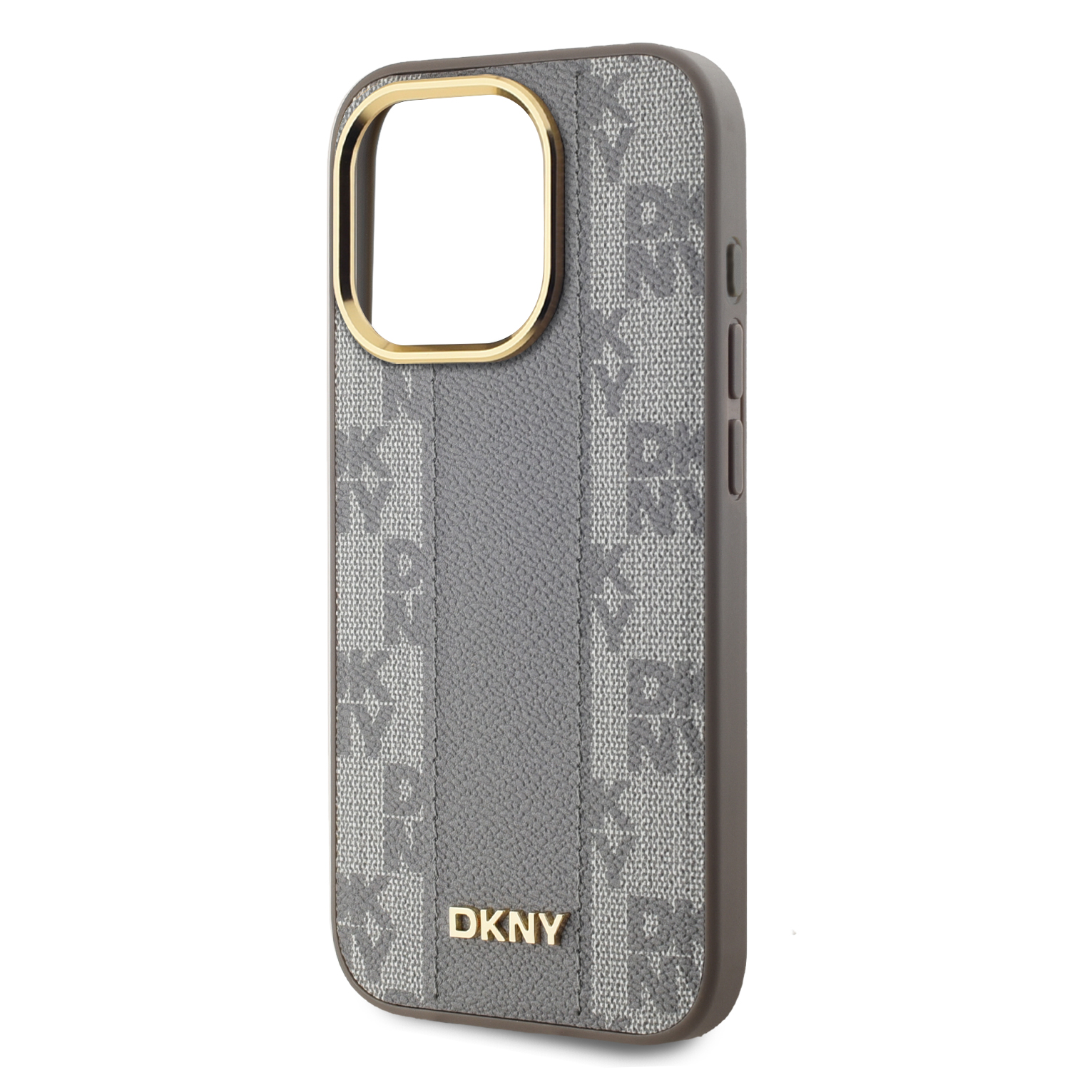 DKNY PU Leather Checkered Pattern Magsafe Zadní Kryt pro iPhone 15 Pro Max Beige