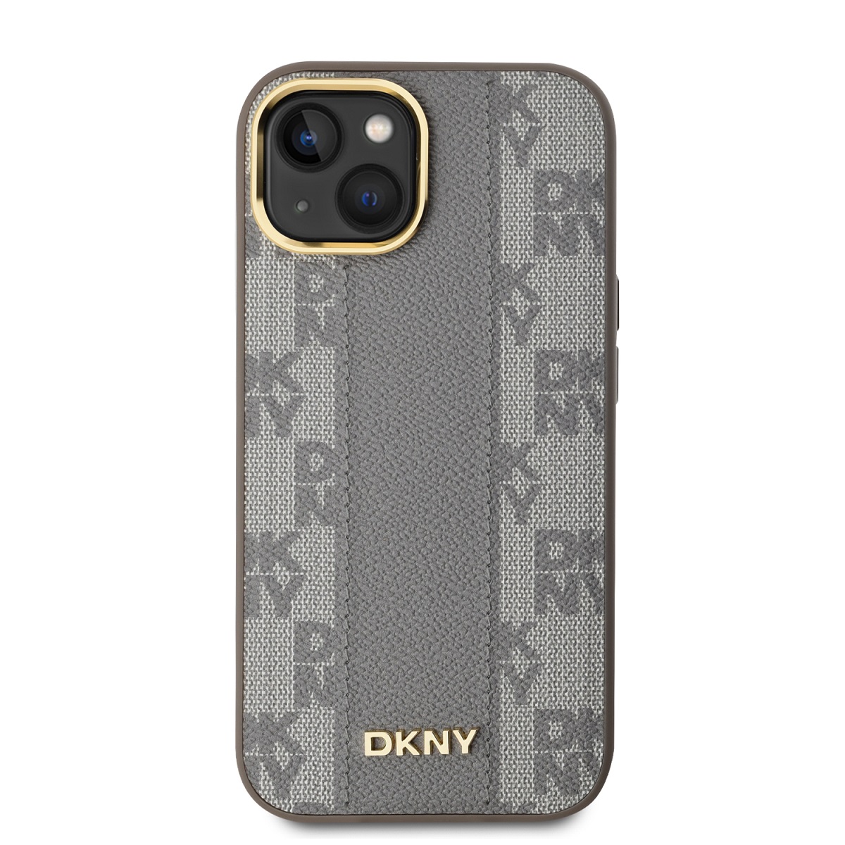 DKNY PU Leather Checkered Pattern Magsafe Zadní Kryt pro iPhone 15 Beige