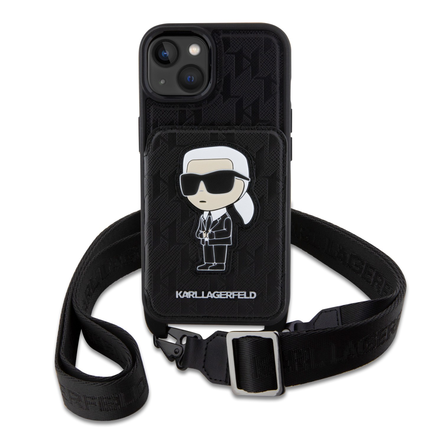 Karl Lagerfeld Saffiano Monogram Crossbody Popruh Ikonik NFT Kryt pro iPhone 14 Black