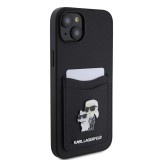 Karl Lagerfeld PU Saffiano Card Slot Metal Karl and Choupette Zadní Kryt pro iPhone 15 Black