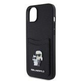 Karl Lagerfeld PU Saffiano Card Slot Metal Karl and Choupette Zadní Kryt pro iPhone 15 Black