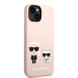 Karl Lagerfeld MagSafe Kompatibilní Kryt Liquid Silicone Karl and Choupette pro iPhone 14 Plus Pink