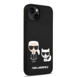 Karl Lagerfeld MagSafe Kompatibilní Kryt Liquid Silicone Karl and Choupette pro iPhone 14 Plus Black