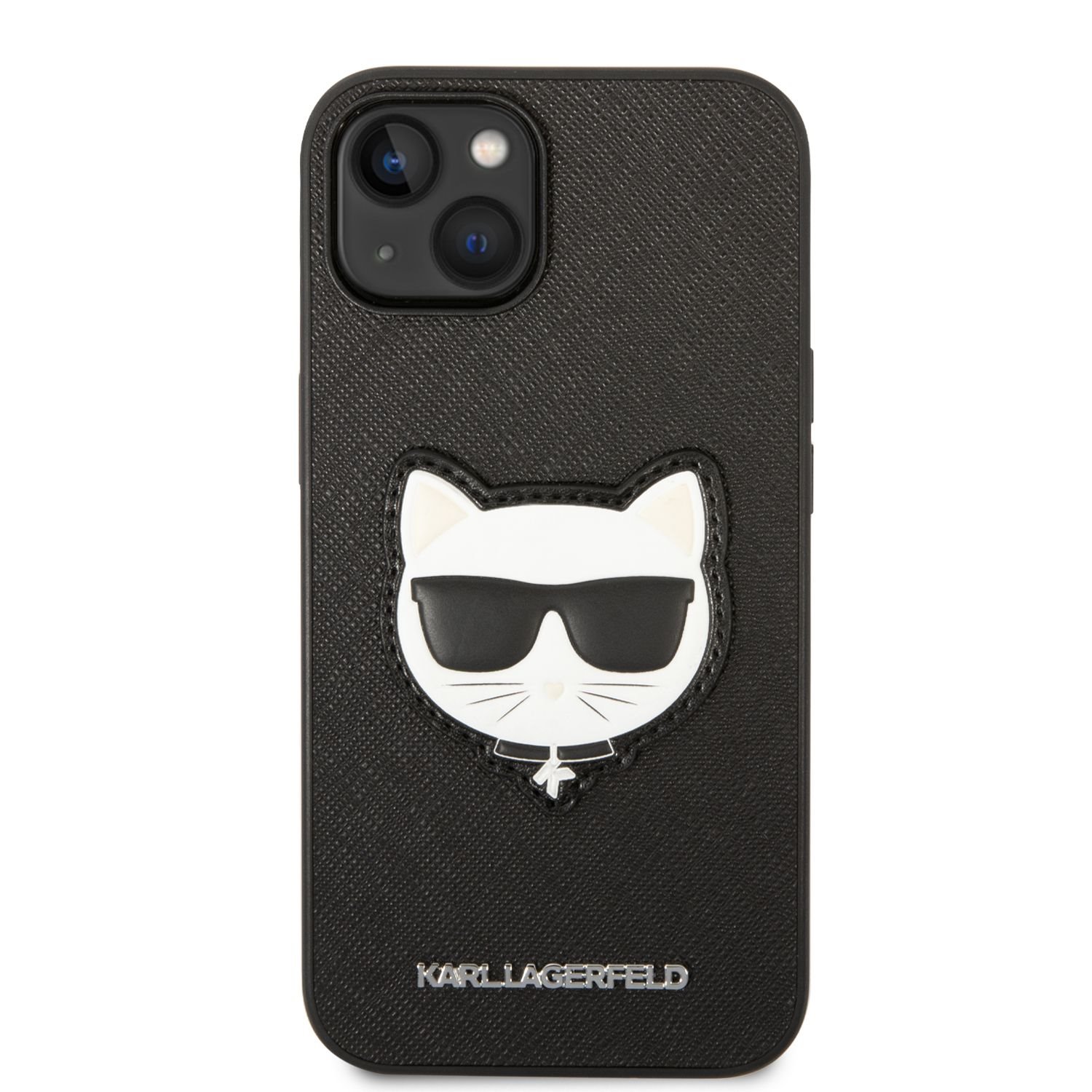 Karl Lagerfeld PU Saffiano Choupette Head Zadní Kryt pro iPhone 14 Plus Black