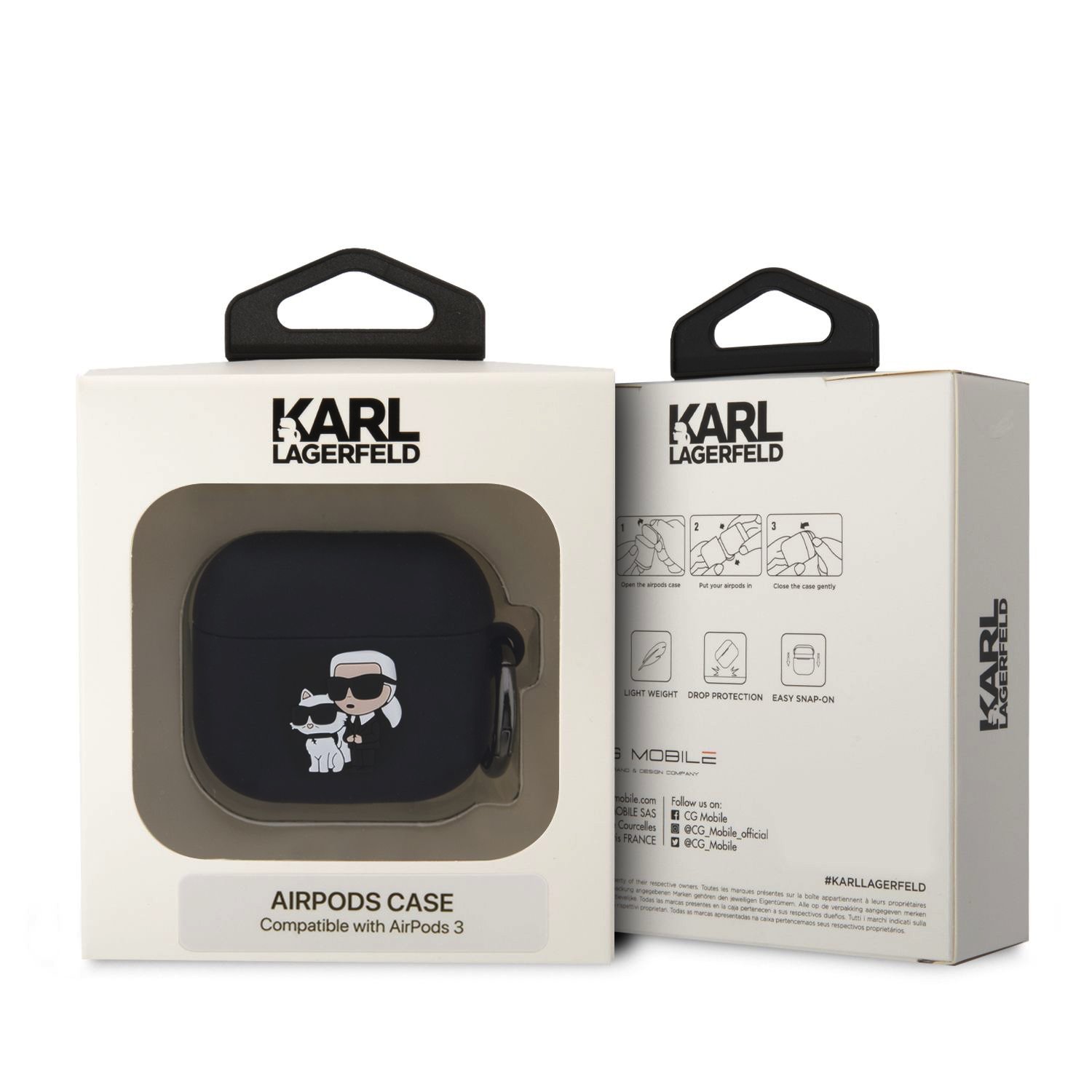 Karl Lagerfeld 3D Logo NFT Karl and Choupette Silikonové Pouzdro pro AirPods 3 Black