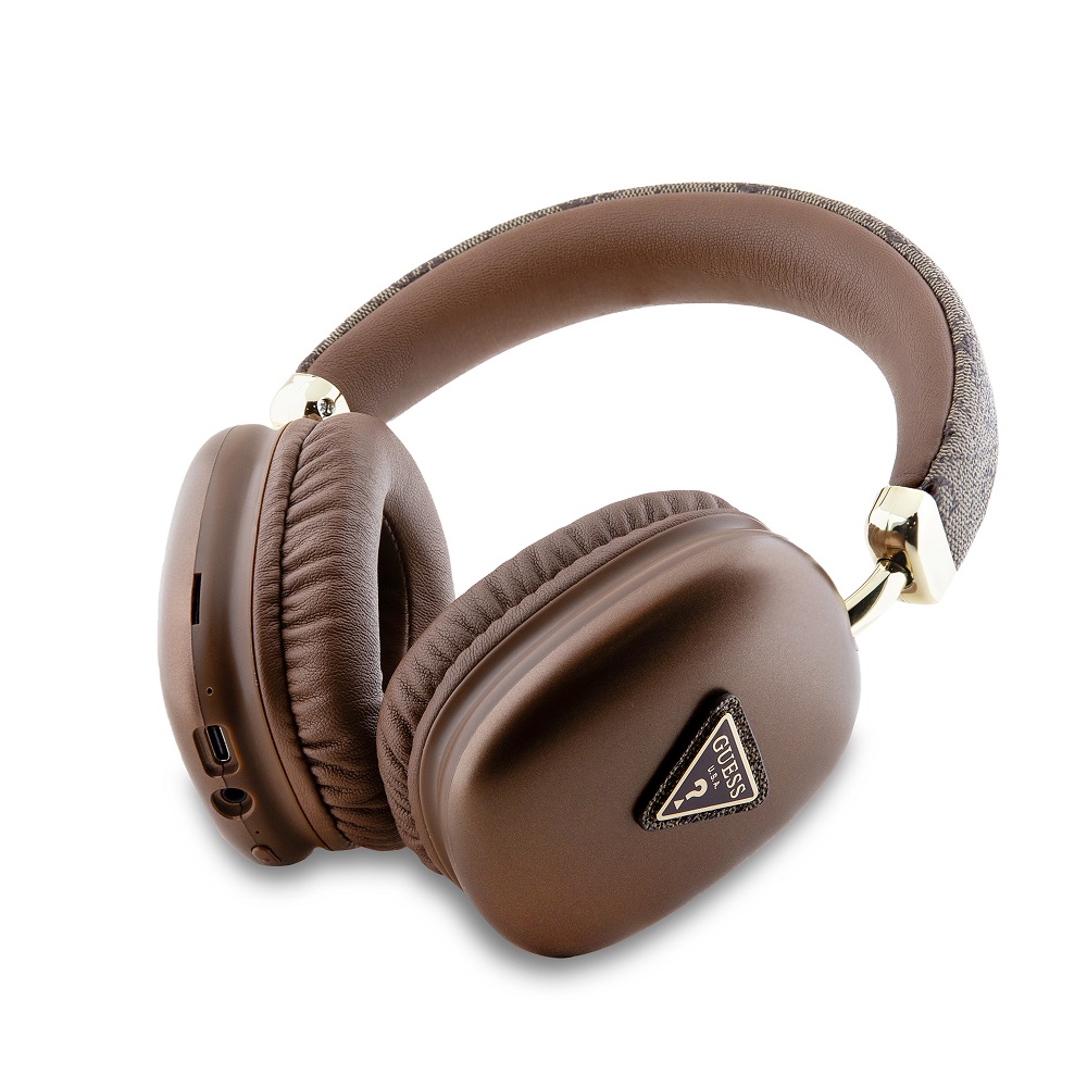 Guess PU Leather 4G Triangle Logo Bluetooth Stereo Headphone Brown