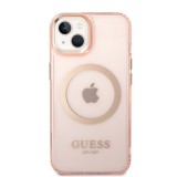 Guess Translucent MagSafe Kompatibilní Zadní Kryt pro iPhone 14 Plus Pink