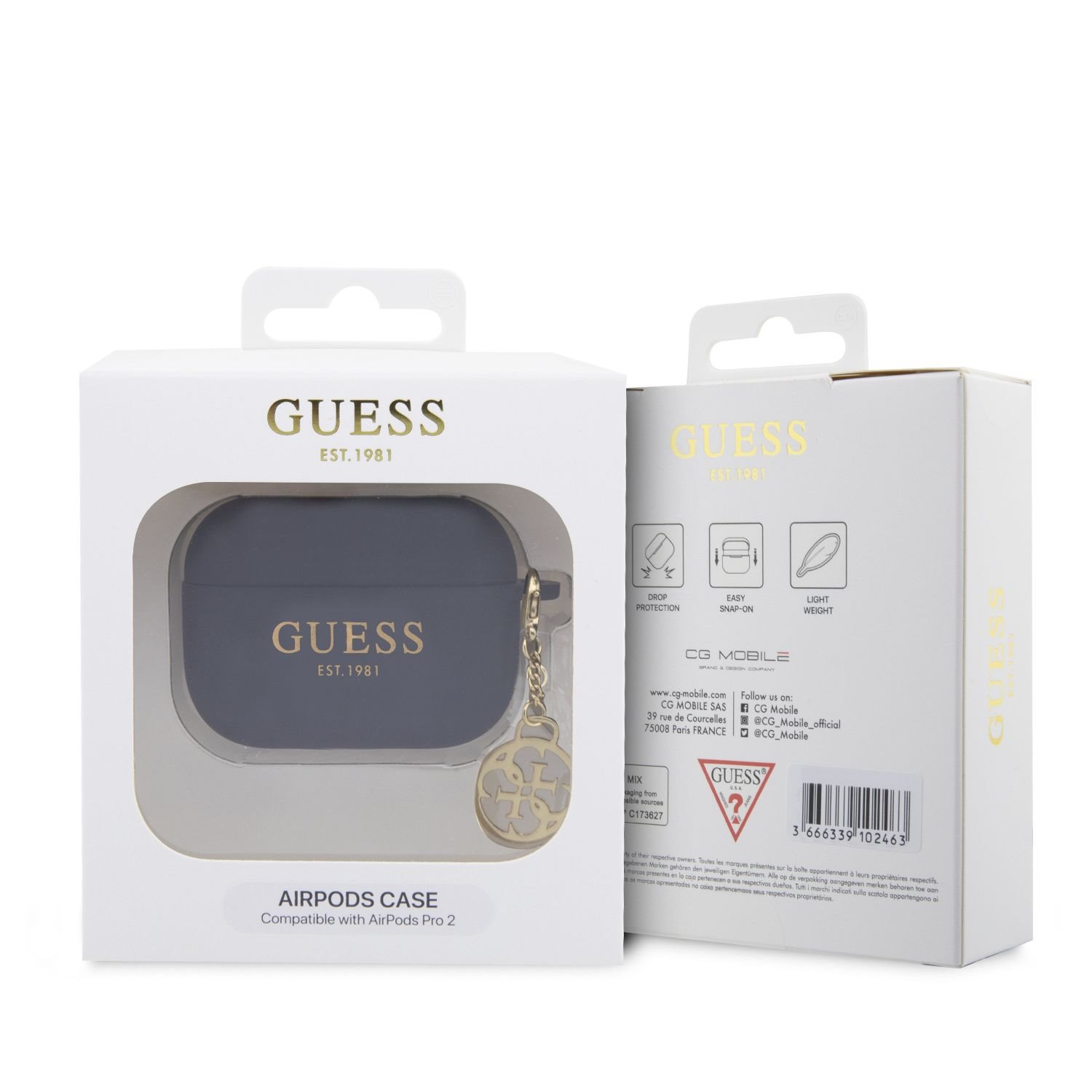 Guess 4G Charm Silikonové Pouzdro pro AirPods Pro 2 Black