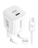 Aligator Mini chytrá síťová nabíječka Power Delivery 20W, USB-C/USB-C kabel, bílá