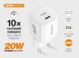 Aligator Mini chytrá síťová nabíječka Power Delivery 20W, USB-C/USB-C kabel, bílá