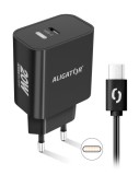 Chytrá síťová nabíječka ALIGATOR Power Delivery 20W USB-C, USB-C/USB-C, černá