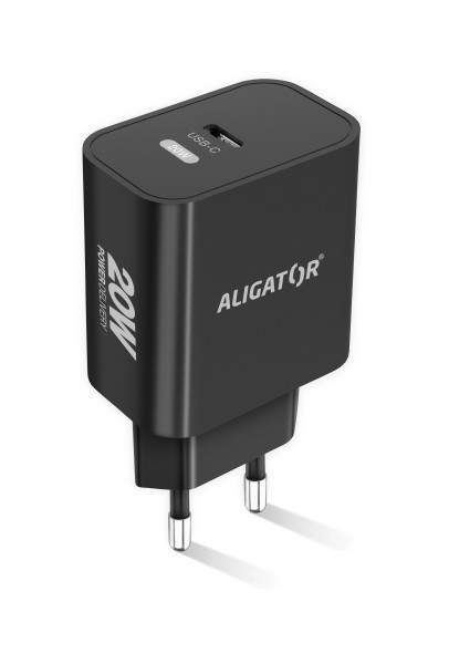 Chytrá síťová nabíječka ALIGATOR Power Delivery 20W USB-C, černá