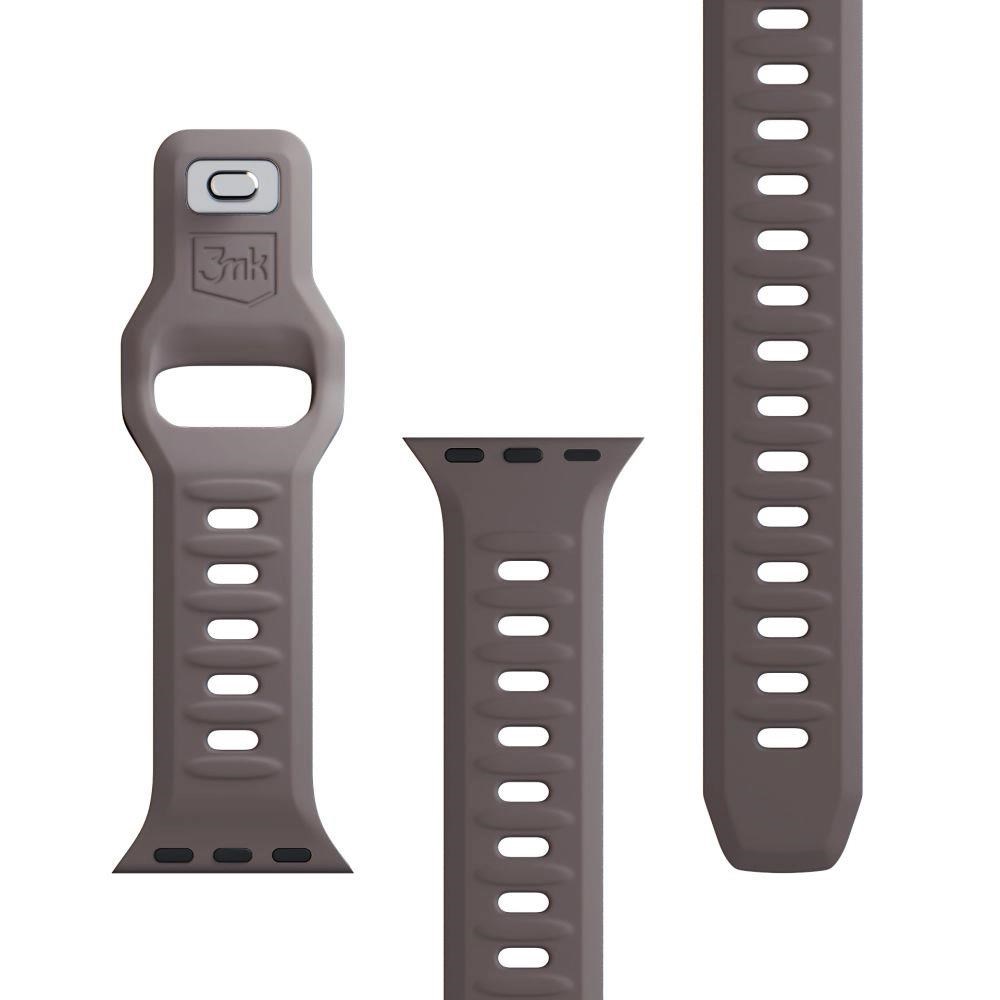 Řemínek 3mk Silicone Watch Strap pro Apple 42/44/45/49 mm, taupe