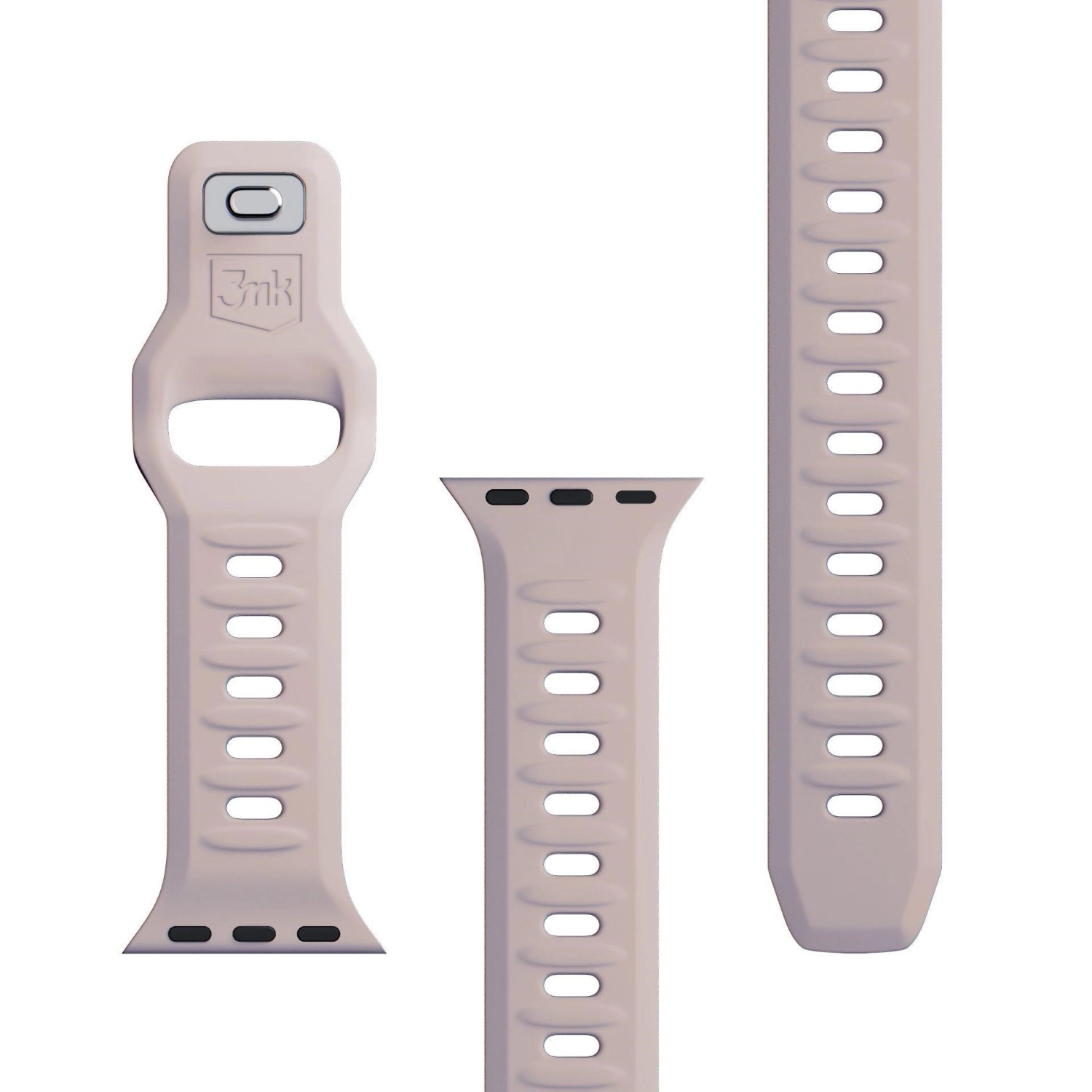 Řemínek 3mk Silicone Watch Strap pro Apple 42/44/45/49 mm, latte