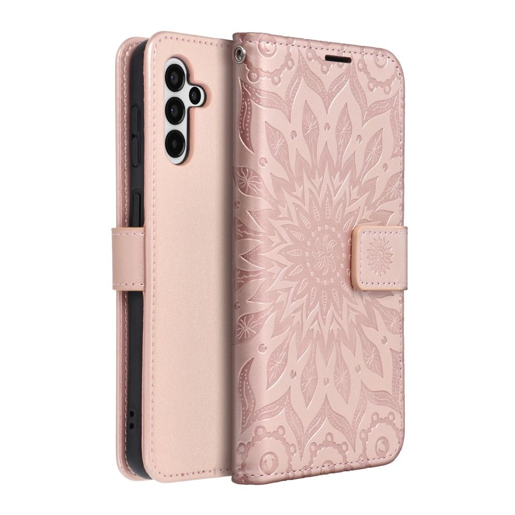 Flipové pouzdro MEZZO Book case pro Apple iPhone 16 Plus, mandala rose gold