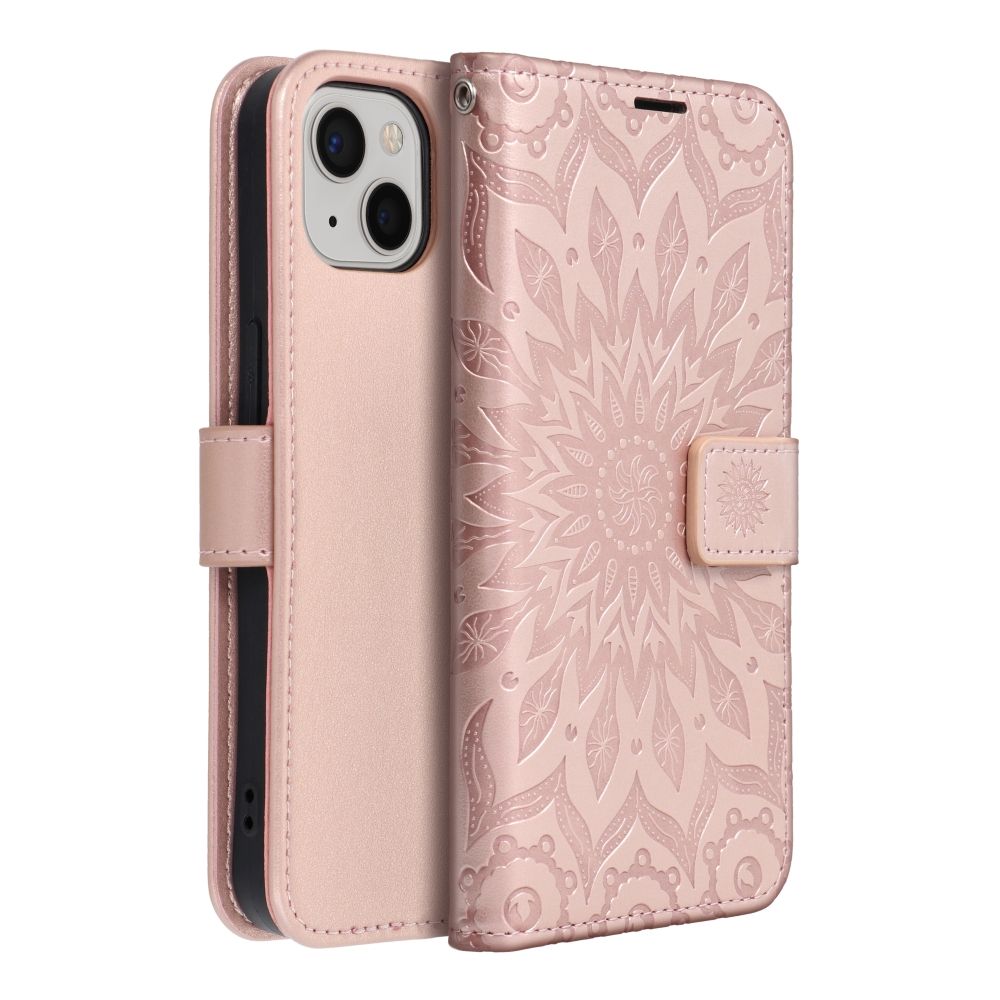 Flipové pouzdro MEZZO Book case pro Apple iPhone 13, mandala rose gold