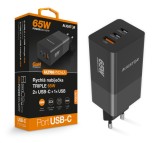 Aligator GaN, Power Delivery 65W, 2xUSB-C, 1xUSB-A, černá