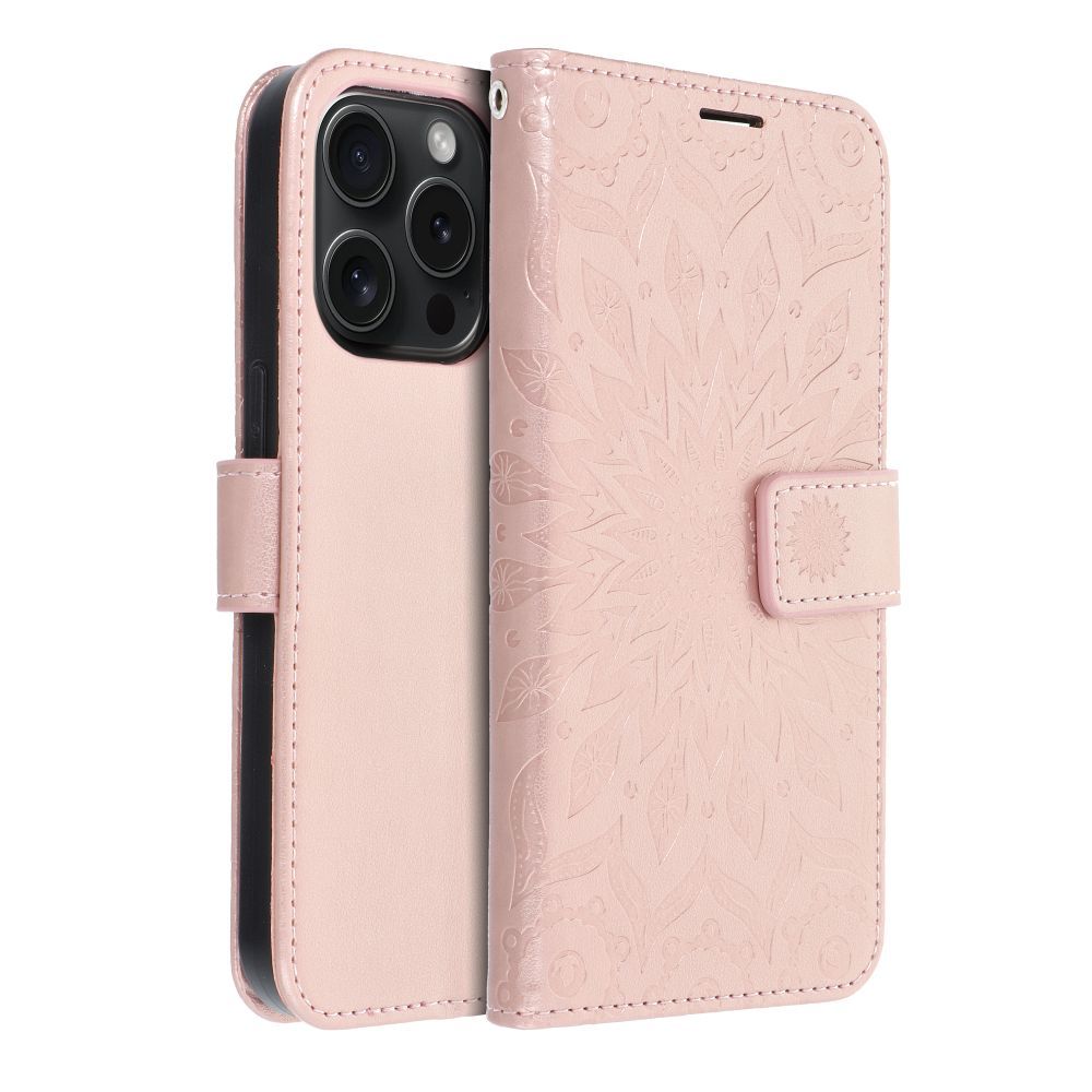 MEZZO Book case for IPHONE 15 Pro mandala rose gold