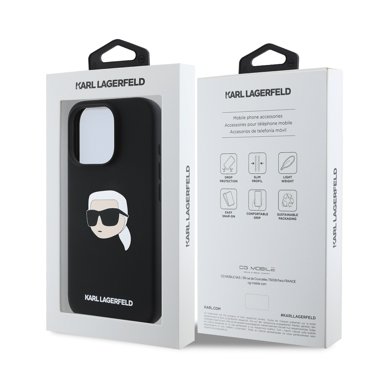 Karl Lagerfeld Liquid Silicone Karl Head MagSafe Zadní Kryt pro iPhone 16 Pro Black