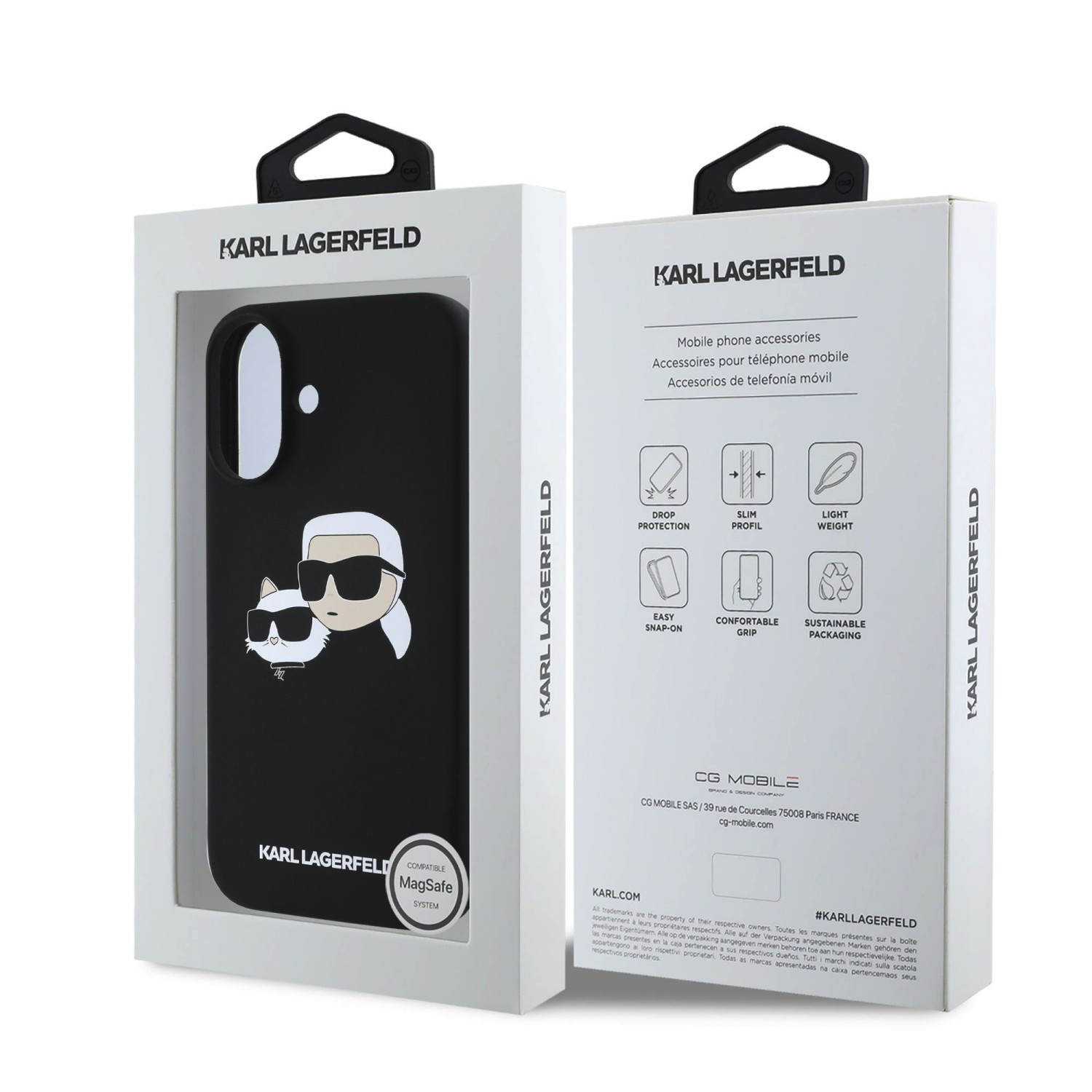 Karl Lagerfeld Liquid Silicone Double Heads MagSafe Zadní Kryt pro iPhone 16 Plus Black