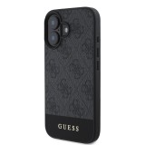 Guess PU 4G Stripe Zadní Kryt pro iPhone 16 Grey