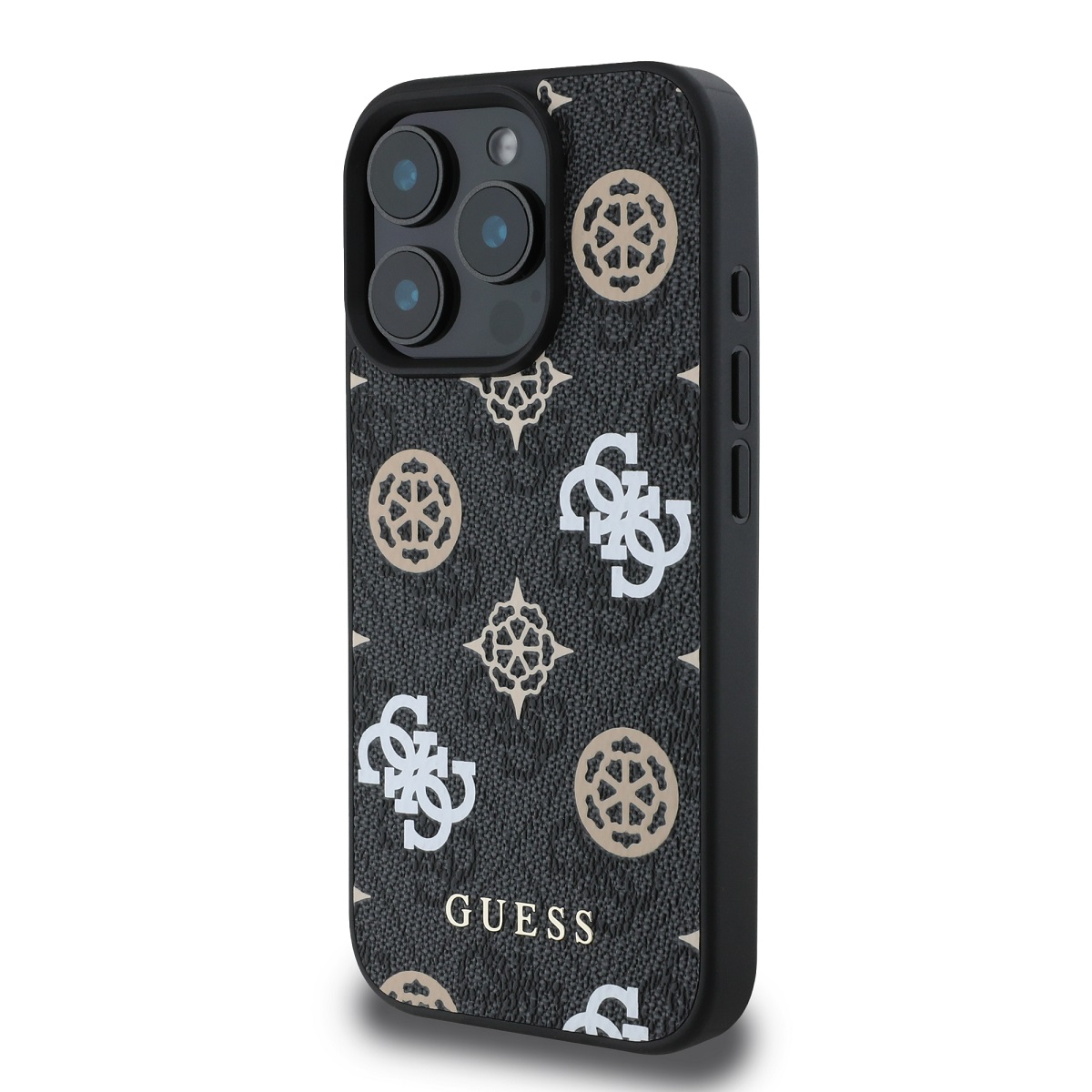 Guess PU 4G Peony MagSafe Zadní Kryt pro iPhone 16 Pro Max Black