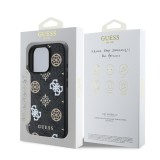 Guess PU 4G Peony MagSafe Zadní Kryt pro iPhone 16 Pro Black