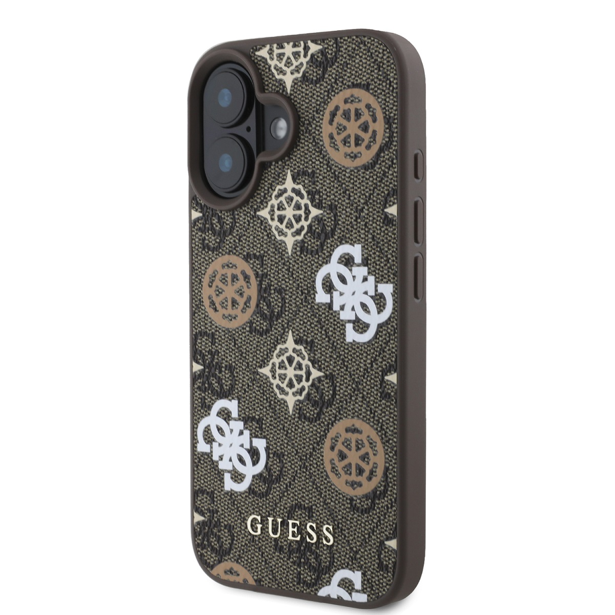 Guess PU 4G Peony MagSafe Zadní Kryt pro iPhone 16 Brown