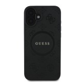 Guess Saffiano Peony Stamp MagSafe Zadní Kryt pro iPhone 16 Black