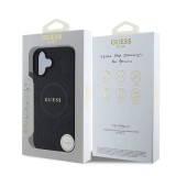 Guess Saffiano Peony Stamp MagSafe Zadní Kryt pro iPhone 16 Black