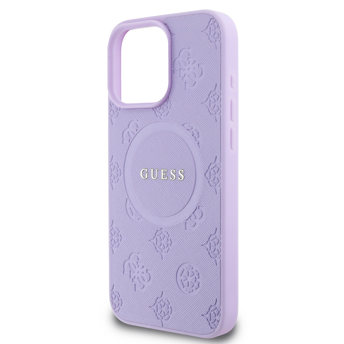 Guess Saffiano Peony Stamp MagSafe Zadní Kryt pro iPhone 16 Pro Max Purple