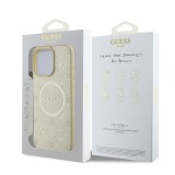 Guess Saffiano Peony Stamp MagSafe Zadní Kryt pro iPhone 16 Pro Max Gold