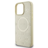 Guess Saffiano Peony Stamp MagSafe Zadní Kryt pro iPhone 16 Pro Gold