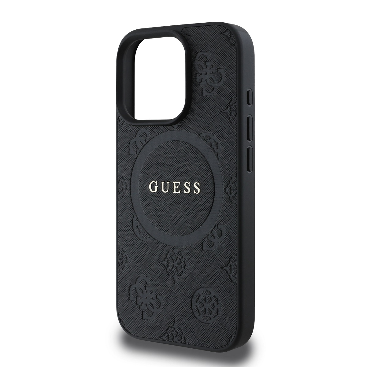 Guess Saffiano Peony Stamp MagSafe Zadní Kryt pro iPhone 16 Pro Max Black